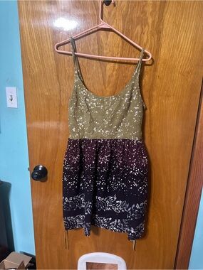 Band of Gypsies Olive and Burgundy Spatter-Print Sundress